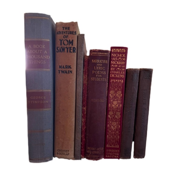 Antique and Vintage Literary Book Lot Library Staging Decor Distressed